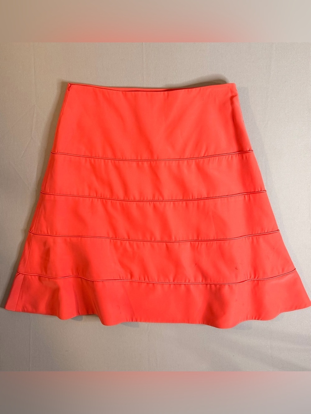 Leggiadro Women’s Coral Tiered A-Line Skirt Size 2 Bright Orange